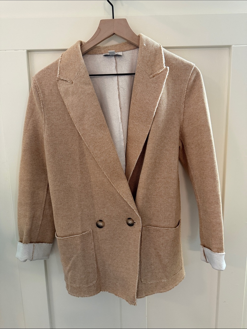 Topshop Beige Double-Breasted Relaxed Blazer